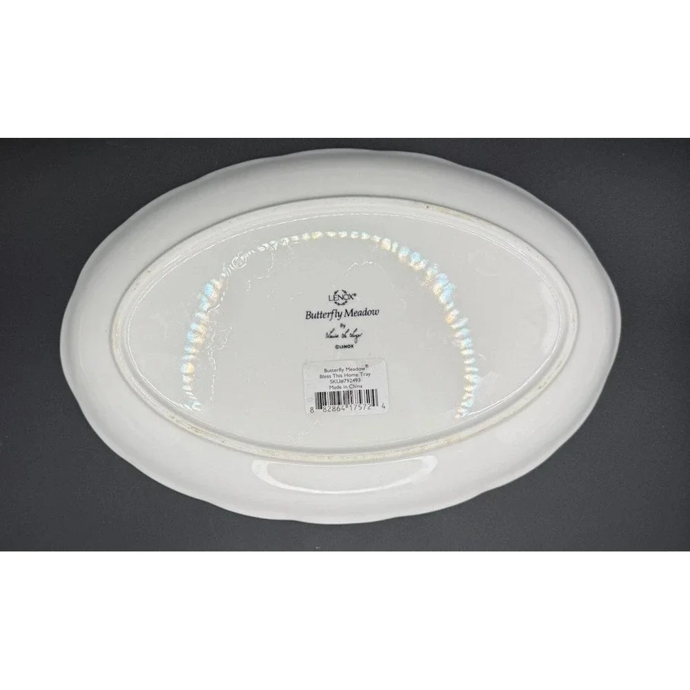 Lenox Butterfly Meadow Bless This Home Bread Tray Oval Dish 11